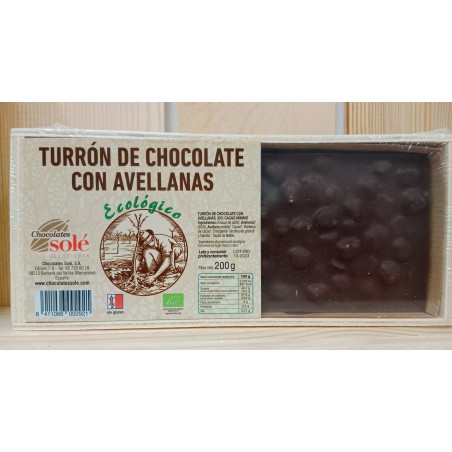 TURRÓN CHOCOLATE CON AVELLANAS 200 GRAMOS